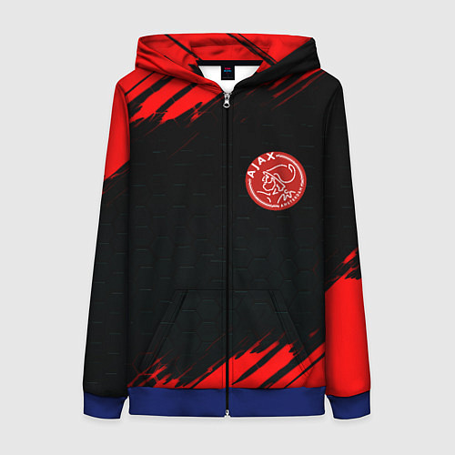 Женская толстовка на молнии Ajax красные краски / 3D-Синий – фото 1