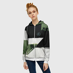 Толстовка на молнии женская Lexus логотип, цвет: 3D-белый — фото 2