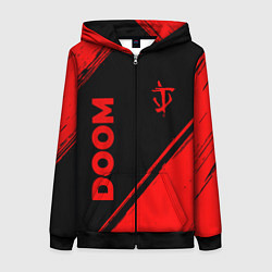 Женская толстовка на молнии Doom - red gradient вертикально