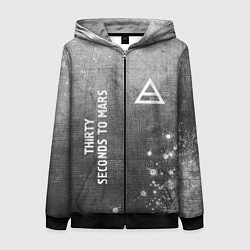 Женская толстовка на молнии Thirty Seconds to Mars - grey gradient вертикально
