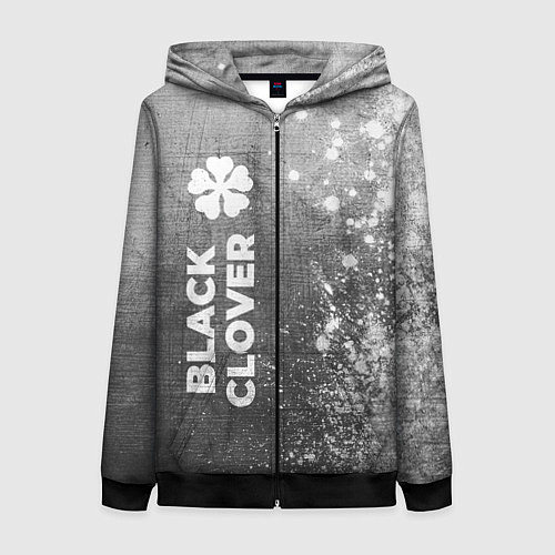 Женская толстовка на молнии Black Clover - grey gradient по-вертикали / 3D-Черный – фото 1