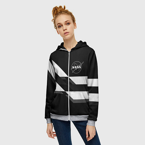 Женская толстовка на молнии Nasa геометрия полосы / 3D-Меланж – фото 3