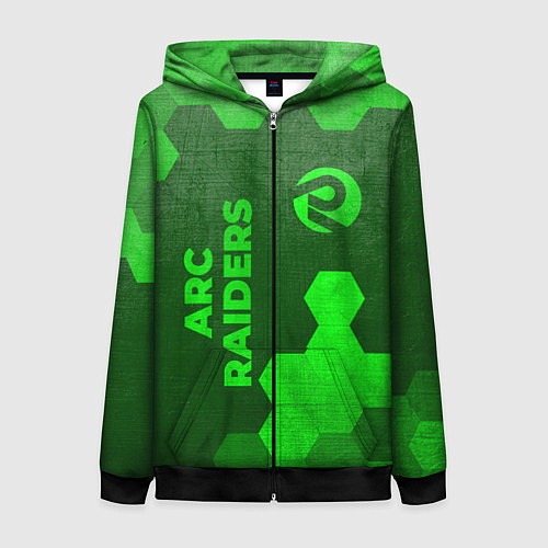 Женская толстовка на молнии ARC Raiders - green gradient вертикально / 3D-Черный – фото 1