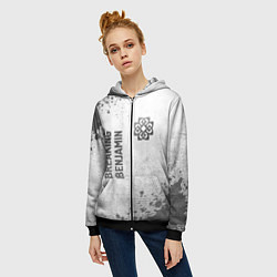 Толстовка на молнии женская Breaking Benjamin - white gradient вертикально, цвет: 3D-черный — фото 2