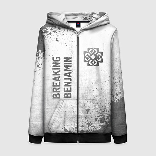 Женская толстовка на молнии Breaking Benjamin - white gradient вертикально / 3D-Черный – фото 1