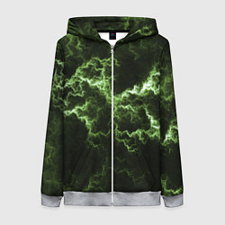 Толстовка на молнии женская Lightning green glow, цвет: 3D-меланж