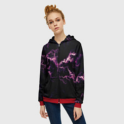 Толстовка на молнии женская Lightning pink glow, цвет: 3D-красный — фото 2