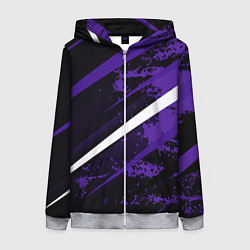 Толстовка на молнии женская Color black purple line, цвет: 3D-меланж