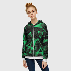 Толстовка на молнии женская A light green triangle with dots, цвет: 3D-белый — фото 2