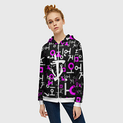 Толстовка на молнии женская Doom неоновый паттерн, цвет: 3D-белый — фото 2