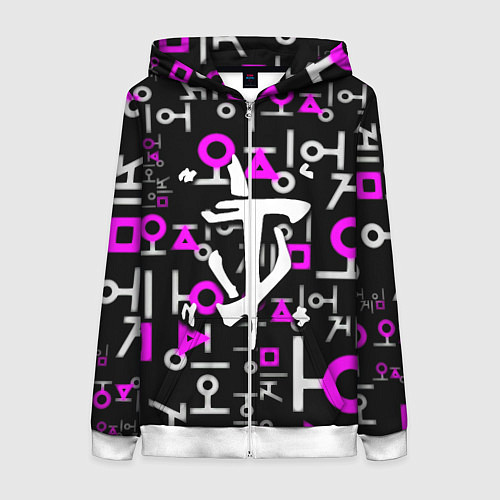 Женская толстовка на молнии Doom неоновый паттерн / 3D-Белый – фото 1