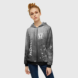 Толстовка на молнии женская Honda - grey gradient вертикально, цвет: 3D-черный — фото 2