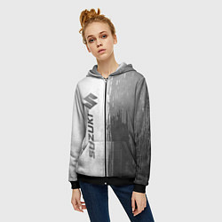 Толстовка на молнии женская Suzuki - white gradient по-вертикали, цвет: 3D-черный — фото 2