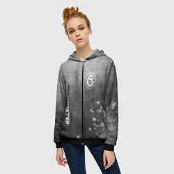 Толстовка на молнии женская Galatasaray - grey gradient вертикально, цвет: 3D-черный — фото 2
