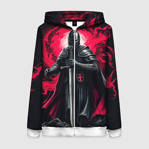 Женская толстовка на молнии Рыцарь-крестоносец ордена красной звезды / 3D-Белый – фото 1