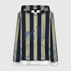 Толстовка на молнии женская Чёрные полосы, цвет: 3D-белый