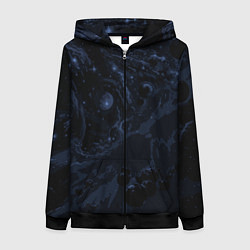 Толстовка на молнии женская Чёрно-синий абстрактный космос, цвет: 3D-черный