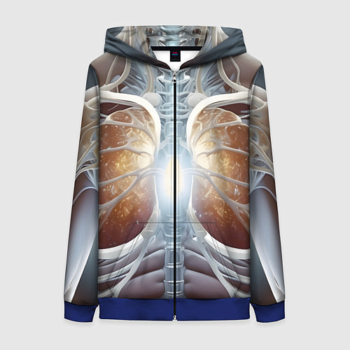 Женская толстовка на молнии Рентген и скелет / 3D-Синий – фото 1
