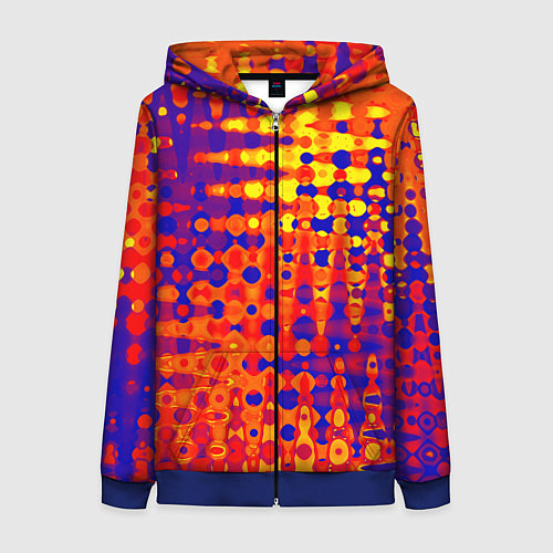 Женская толстовка на молнии Пламенный сочный оранжево-синий / 3D-Синий – фото 1