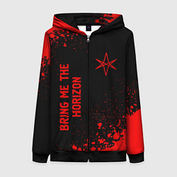 Толстовка на молнии женская Bring Me the Horizon - red gradient вертикально, цвет: 3D-черный