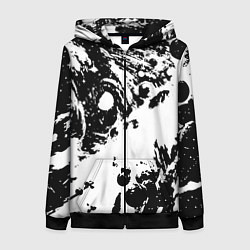 Толстовка на молнии женская Белый с чёрной абстракцией, цвет: 3D-черный