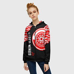 Толстовка на молнии женская Detroit Red Wings team, цвет: 3D-черный — фото 2