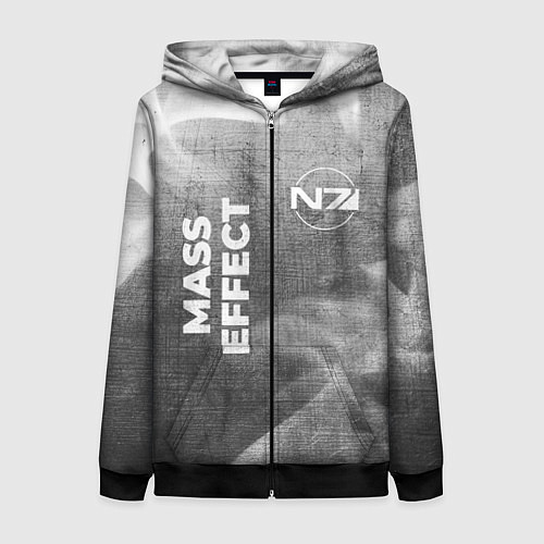 Женская толстовка на молнии Mass Effect - grey gradient вертикально / 3D-Черный – фото 1