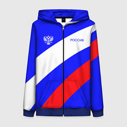 Женская толстовка на молнии Россия с гербом и цветами флага