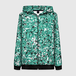 Толстовка на молнии женская Бирюзовый с чёрно-белыми пятнами, цвет: 3D-черный