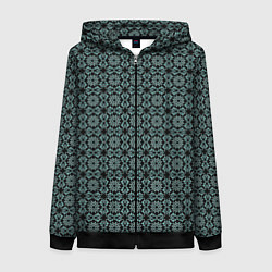 Женская толстовка на молнии Чёрный с синим узором патерн