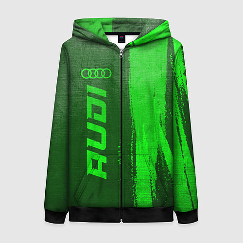 Женская толстовка на молнии Audi - green gradient по-вертикали / 3D-Черный – фото 1