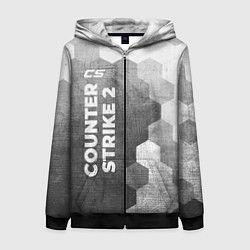 Толстовка на молнии женская Counter Strike 2 - grey gradient по-вертикали, цвет: 3D-черный