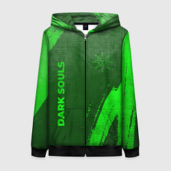 Толстовка на молнии женская Dark Souls - green gradient вертикально, цвет: 3D-черный