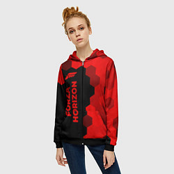 Толстовка на молнии женская Forza Horizon - red gradient по-вертикали, цвет: 3D-черный — фото 2