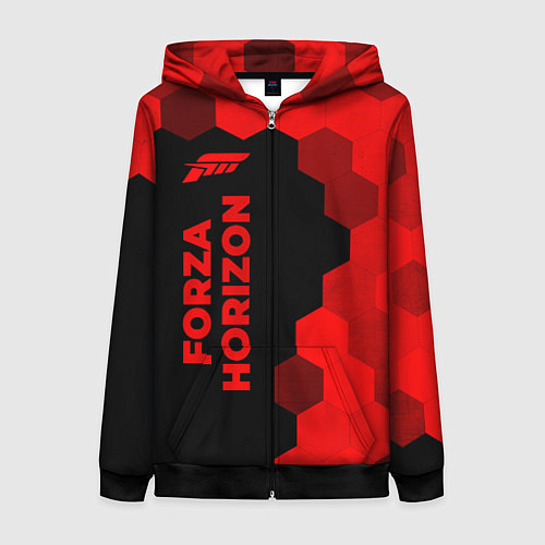 Женская толстовка на молнии Forza Horizon - red gradient по-вертикали / 3D-Черный – фото 1