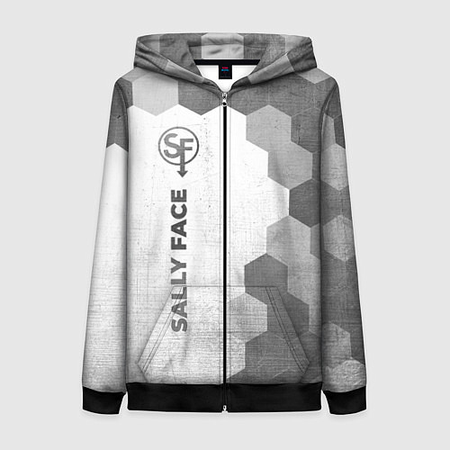 Женская толстовка на молнии Sally Face - white gradient по-вертикали / 3D-Черный – фото 1