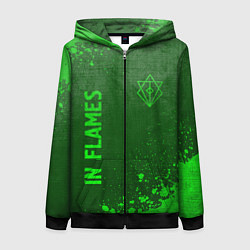 Толстовка на молнии женская In Flames - green gradient вертикально, цвет: 3D-черный