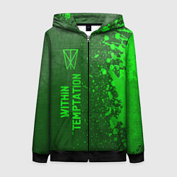 Женская толстовка на молнии Within Temptation - green gradient по-вертикали