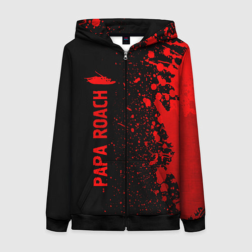Женская толстовка на молнии Papa Roach - red gradient по-вертикали / 3D-Черный – фото 1
