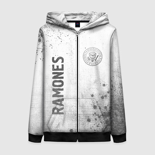 Женская толстовка на молнии Ramones - white gradient вертикально / 3D-Черный – фото 1