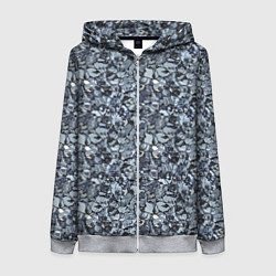 Женская толстовка на молнии Серо-голубой мелкий камень текстура