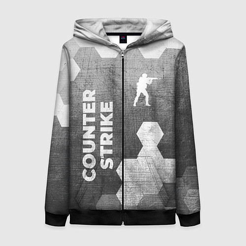 Женская толстовка на молнии Counter Strike - grey gradient вертикально / 3D-Черный – фото 1