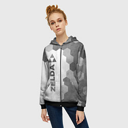 Толстовка на молнии женская Zelda - white gradient по-вертикали, цвет: 3D-черный — фото 2