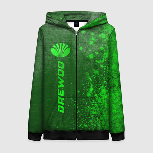 Женская толстовка на молнии Daewoo - green gradient по-вертикали / 3D-Черный – фото 1