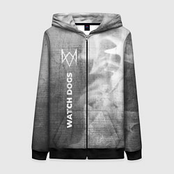 Толстовка на молнии женская Watch Dogs - grey gradient по-вертикали, цвет: 3D-черный