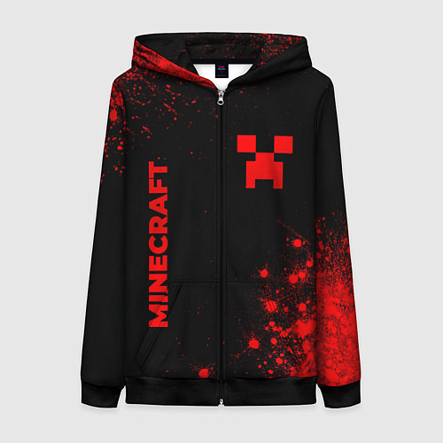 Женская толстовка на молнии Minecraft - red gradient вертикально / 3D-Черный – фото 1