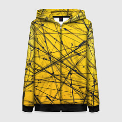 Женская толстовка на молнии Черные штрихи на желтом