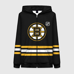 Толстовка на молнии женская Бостон Брюинз хоккей, цвет: 3D-черный