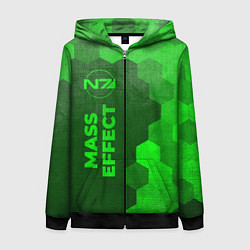 Толстовка на молнии женская Mass Effect - green gradient по-вертикали, цвет: 3D-черный