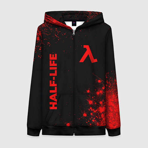 Женская толстовка на молнии Half-Life - red gradient вертикально / 3D-Черный – фото 1